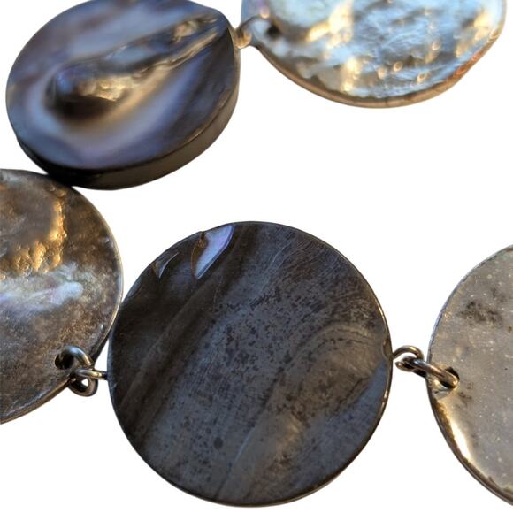 Lydell N.Y.C. Silver Tone Rutilated Quartz Shell Disk Rolo 18" Chain Necklace - Picture 16 of 16